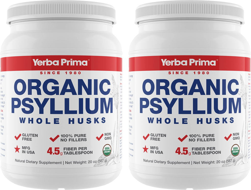 Organic Whole Psyllium Husks Fiber 20 oz Pack of 2 D3094