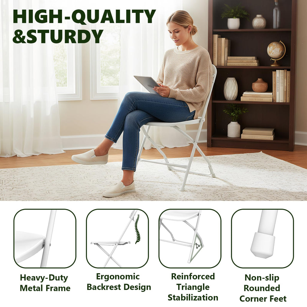 White 10 Pack Heavy Duty Folding Chairs C401762