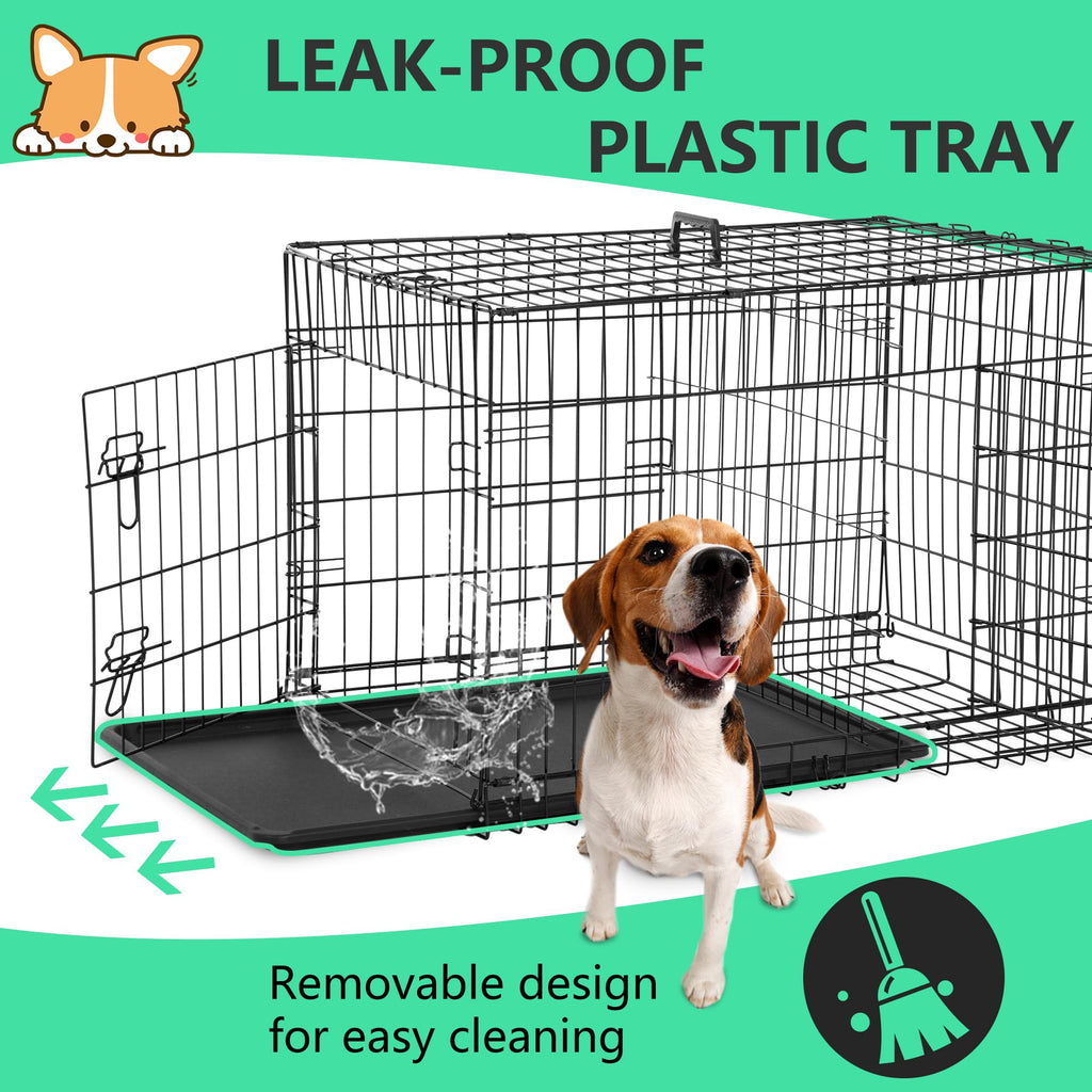 24 inch Folding Metal Wire Dog Crate with Double Door O636