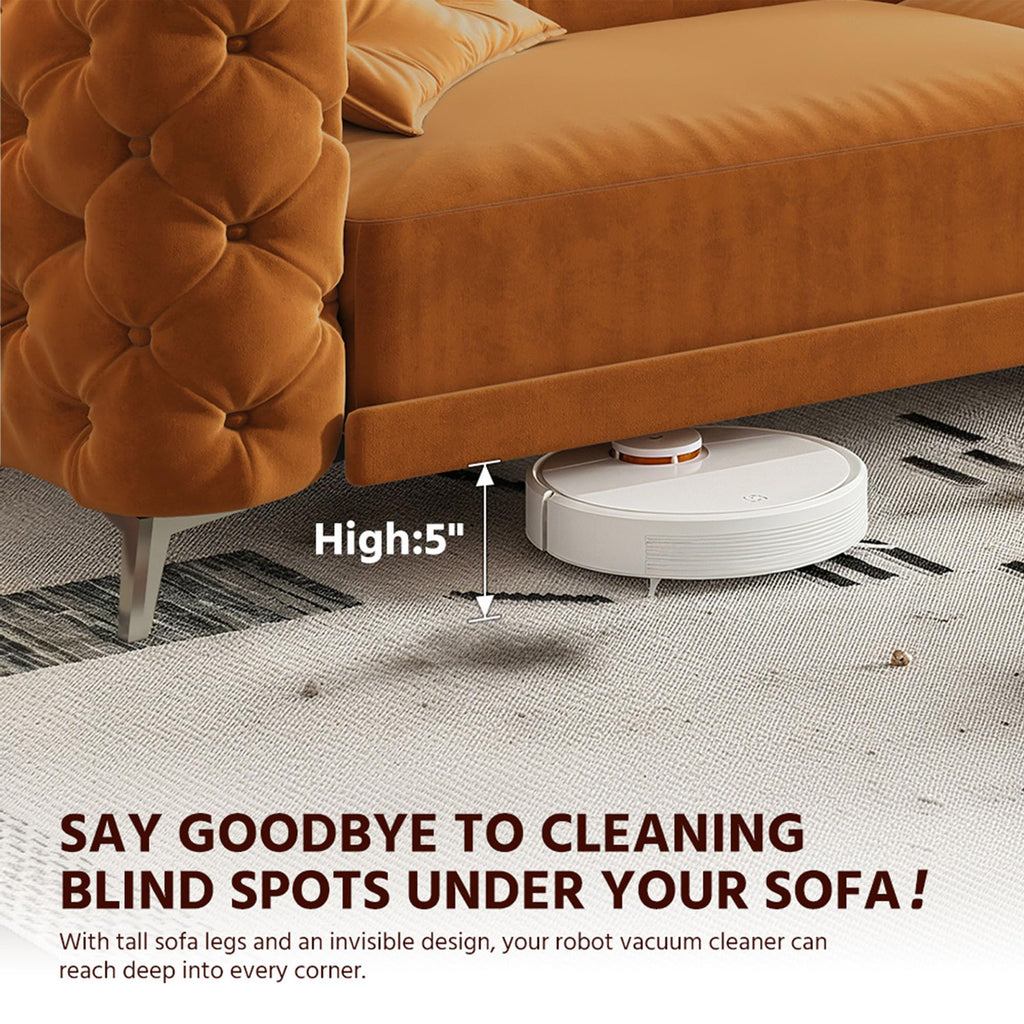 Velvet Convertible Sofa Bed with Ottomans L701