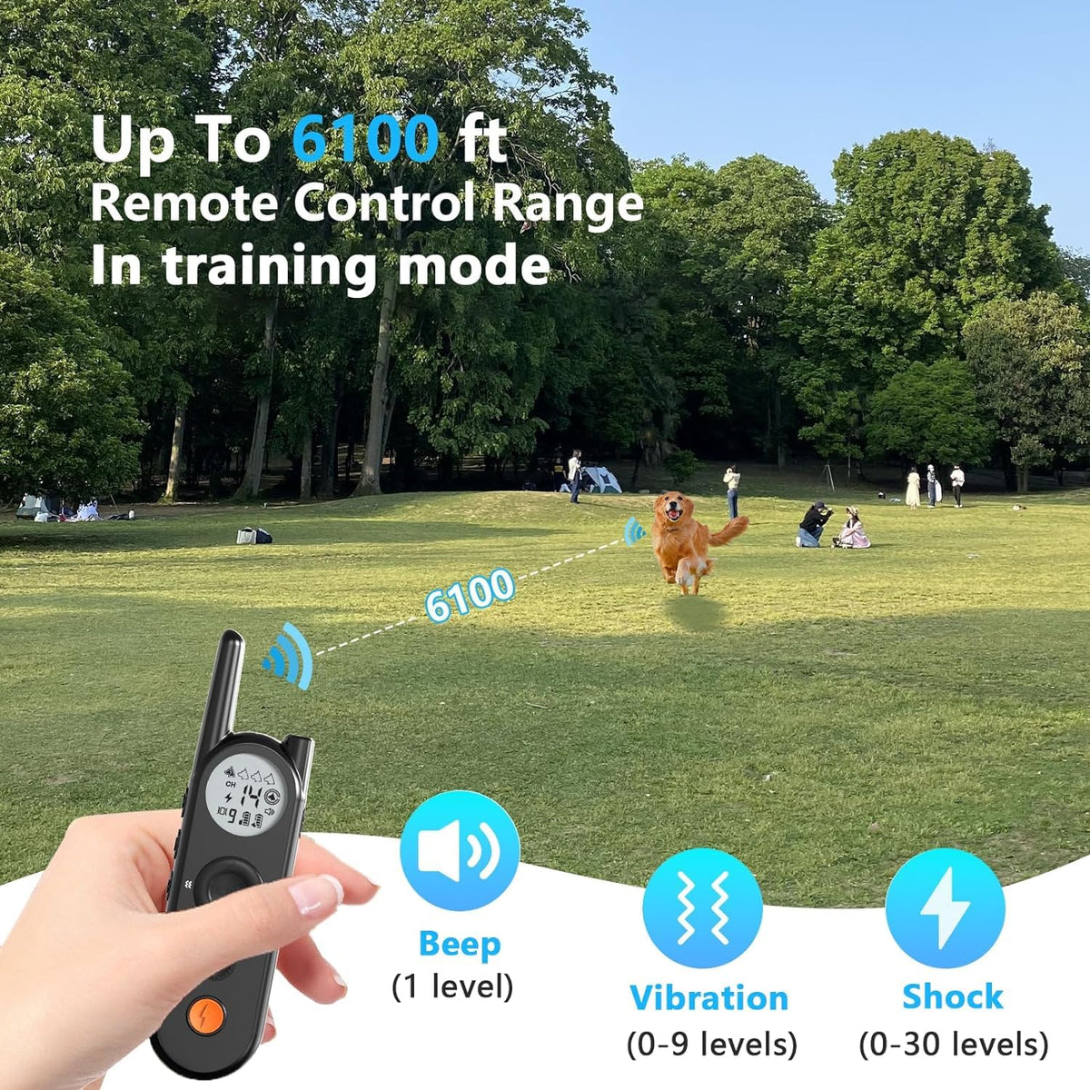 Wireless Dog Fence and Remote Training Collar, IPX7 Waterproof, Black D764271