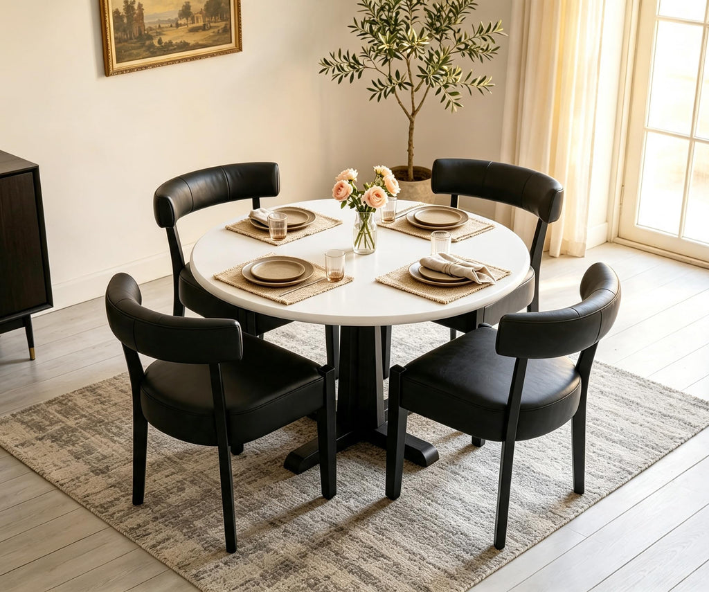 Black Faux Leather Dining Chairs Set of 4 Y559