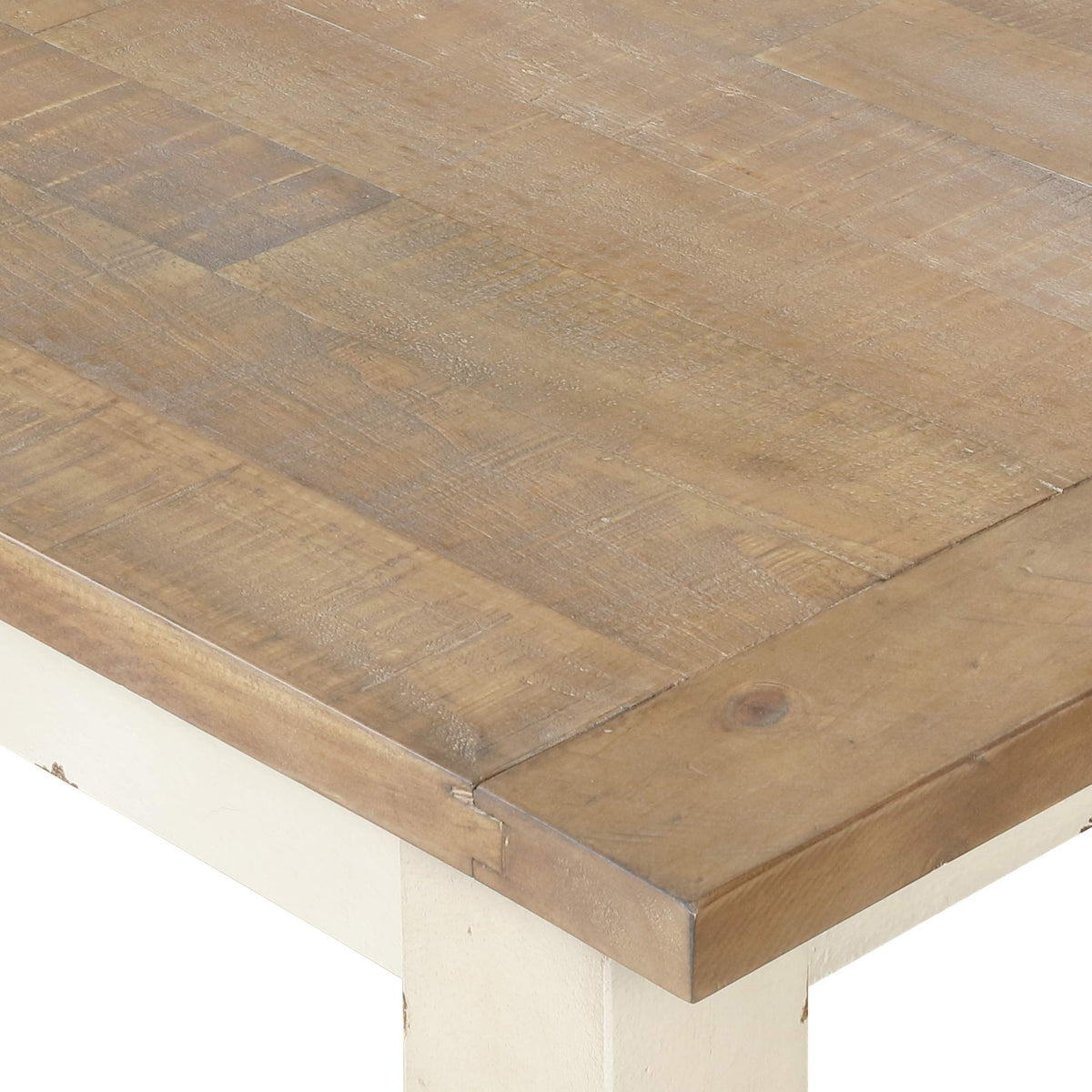 Antique White Two-Tone Oak Wood Dining Bench I7692