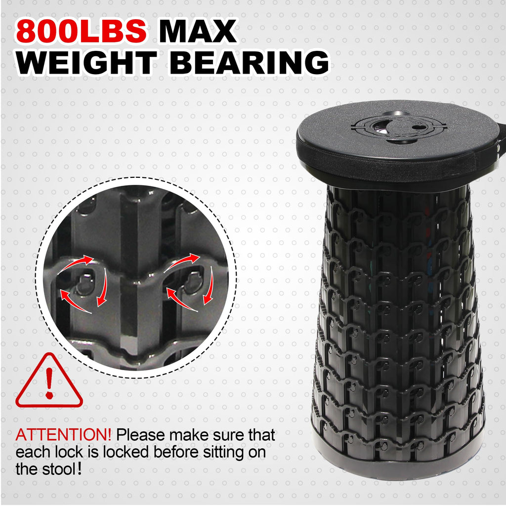 18" Collapsible Heavy Duty Portable Folding Camping Stool Black R135