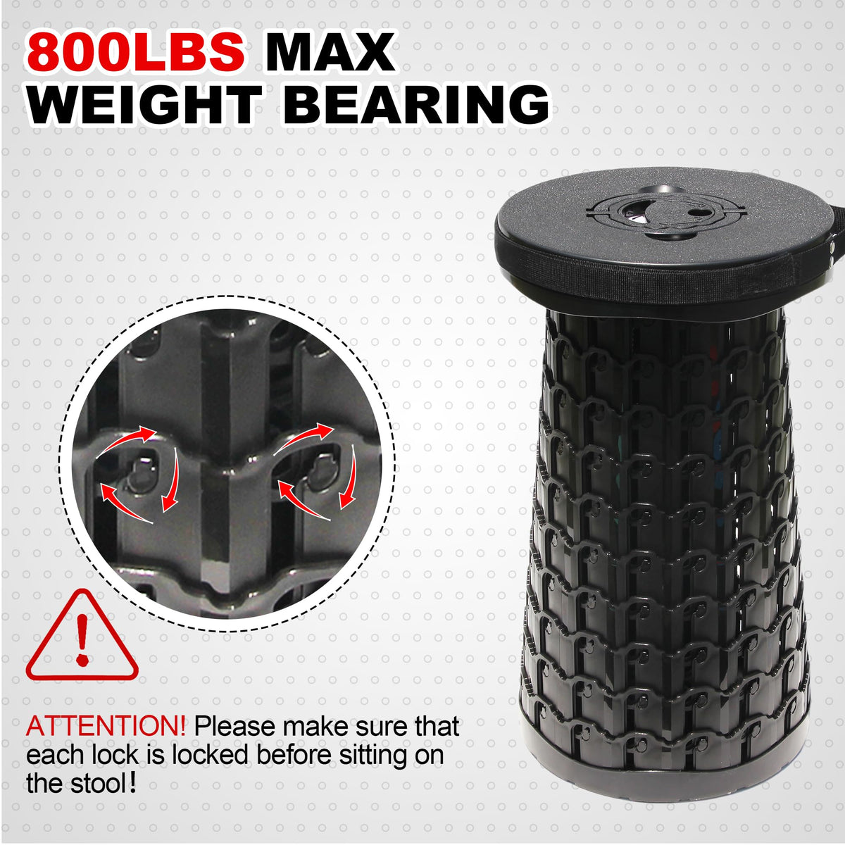 18" Collapsible Heavy Duty Portable Folding Camping Stool Black R135