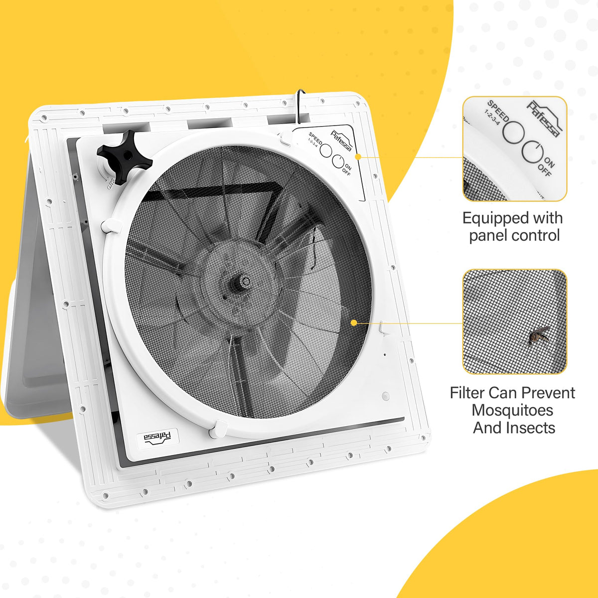 14” RV Roof Vent Fan 4 Speed Reversible 12V Manual White Dome K97358
