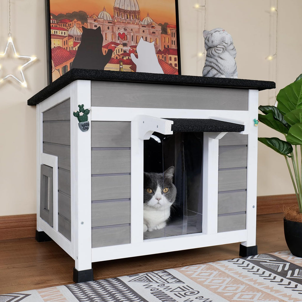 Grey Outdoor Insulated Cat House J856191