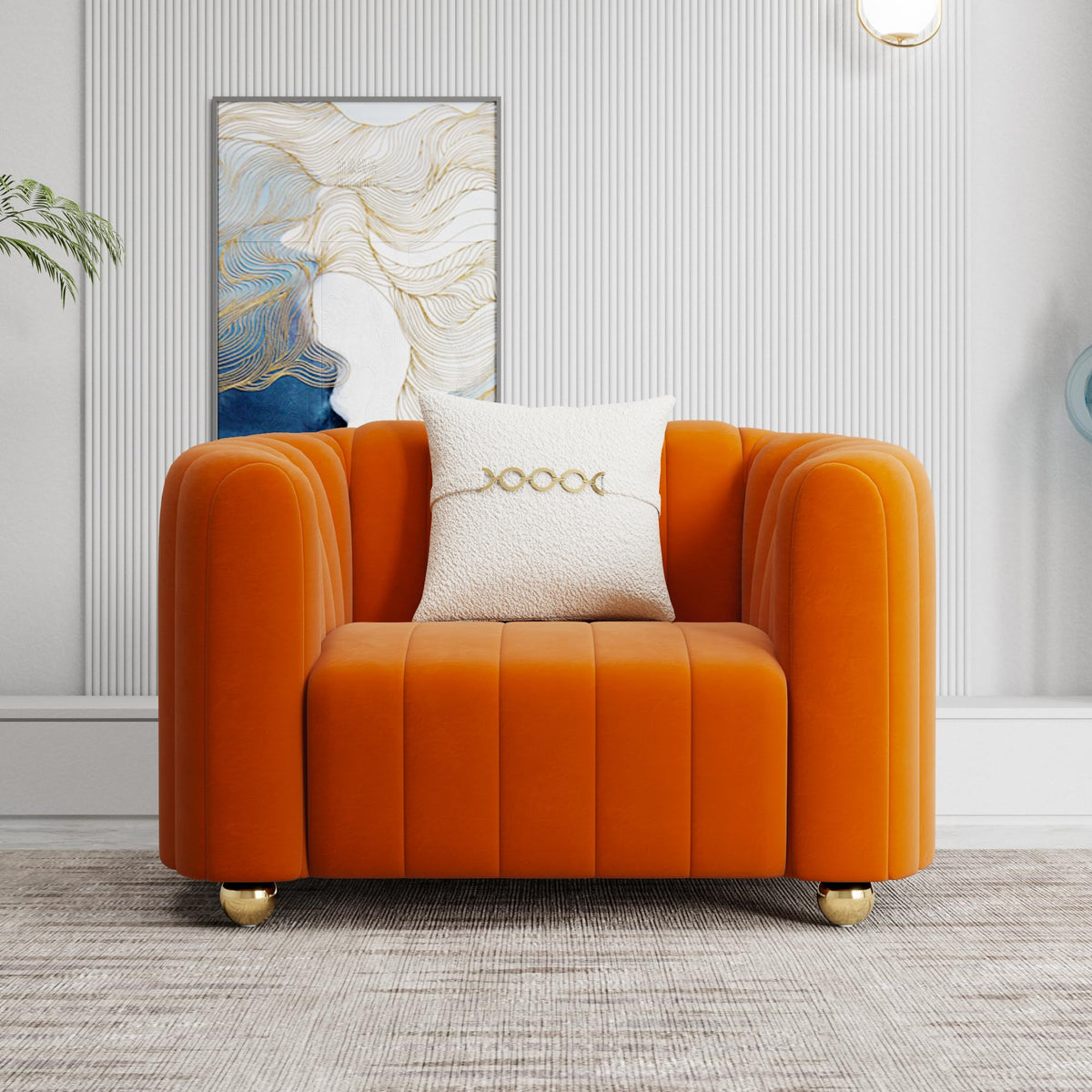 Orange Velvet 2-Piece Sofa C796740