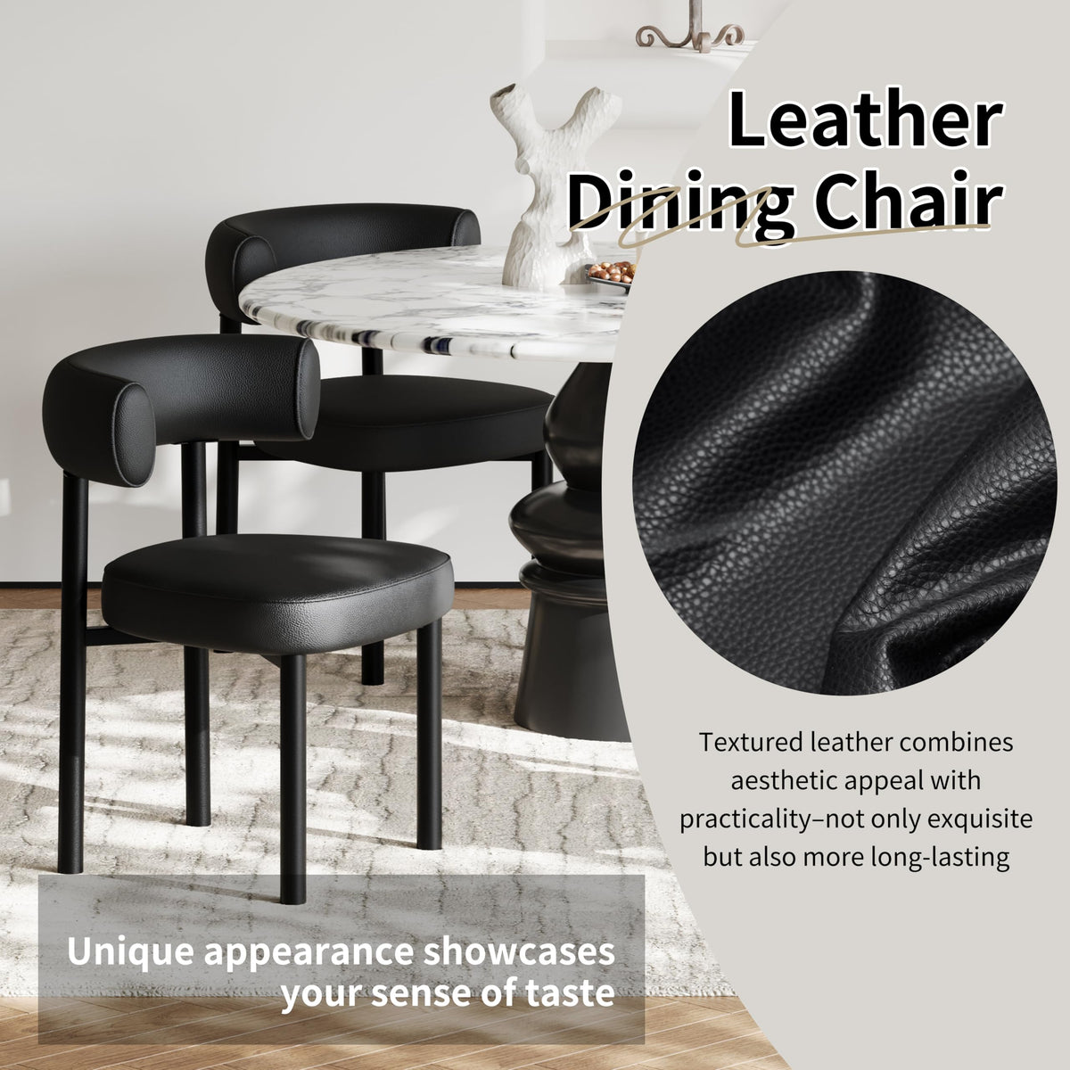 Black Faux Leather Dining Chairs Set of 4 Z721761
