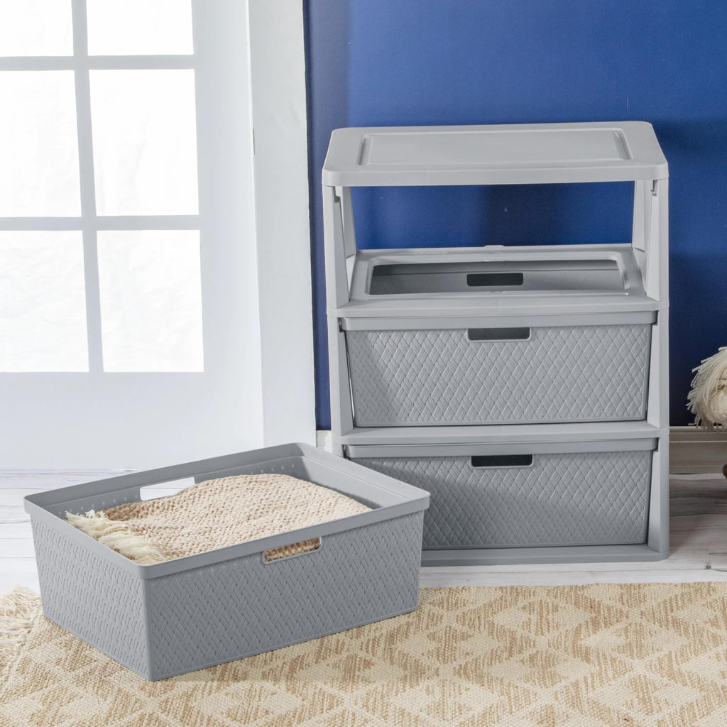 Gray 3 Drawer Storage Tower Z20928