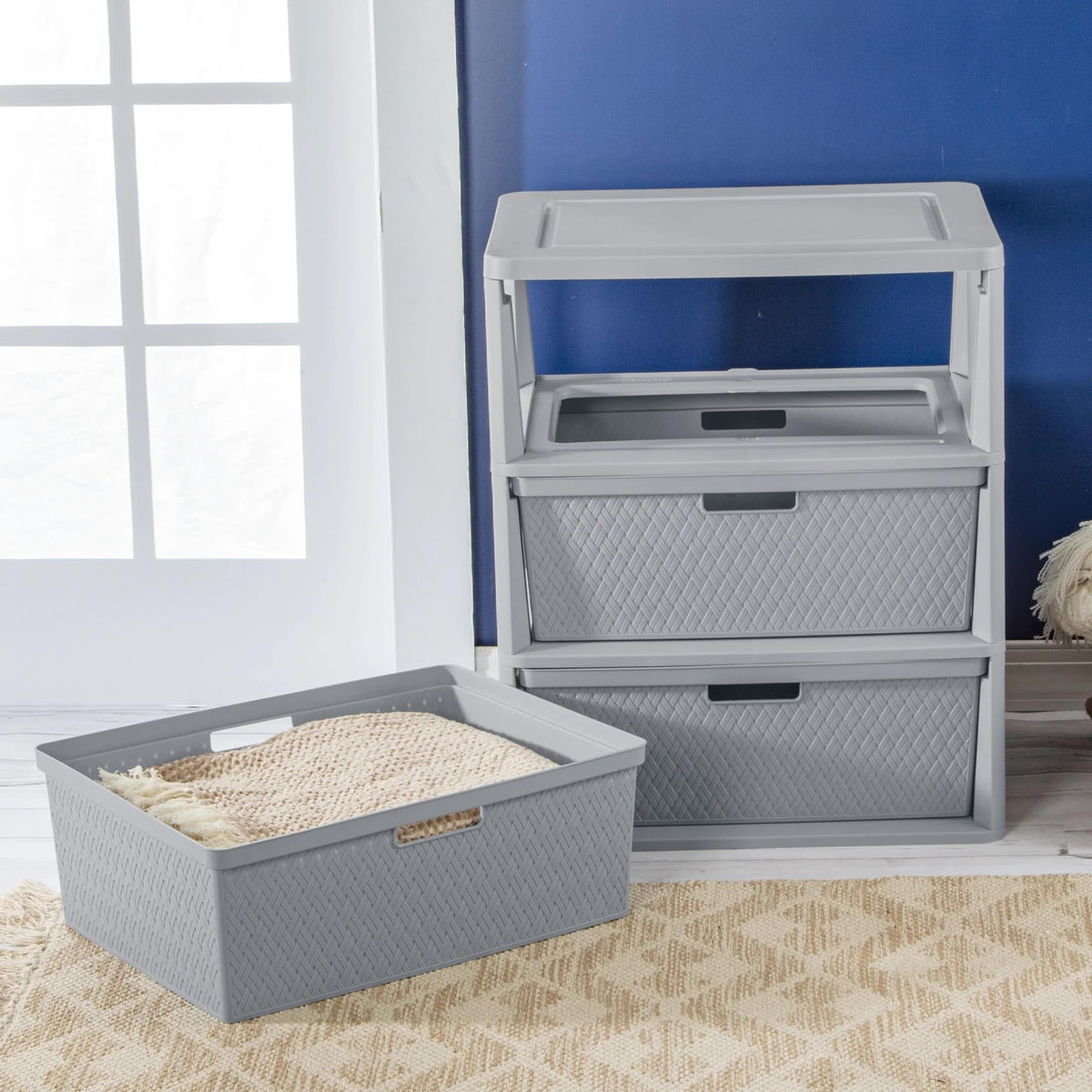 Gray 3 Drawer Storage Tower Z20928