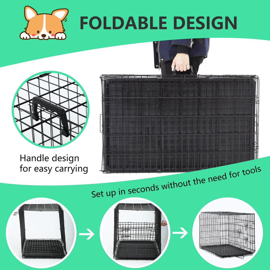 24 inch Folding Metal Wire Dog Crate with Double Door O636