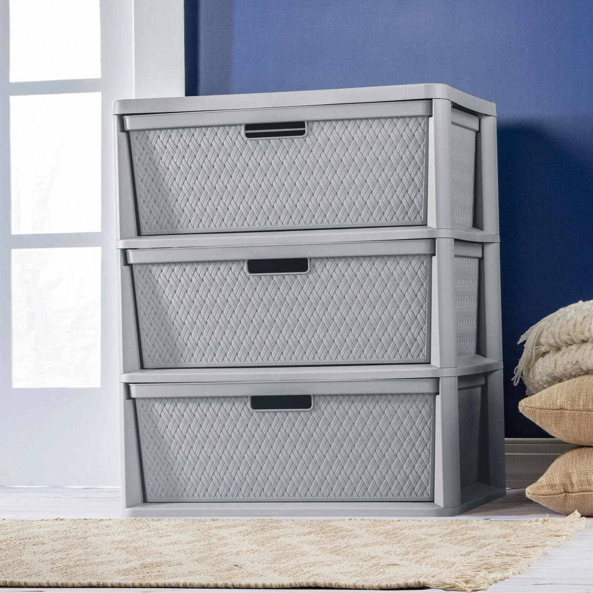 Gray 3 Drawer Storage Tower Z20928