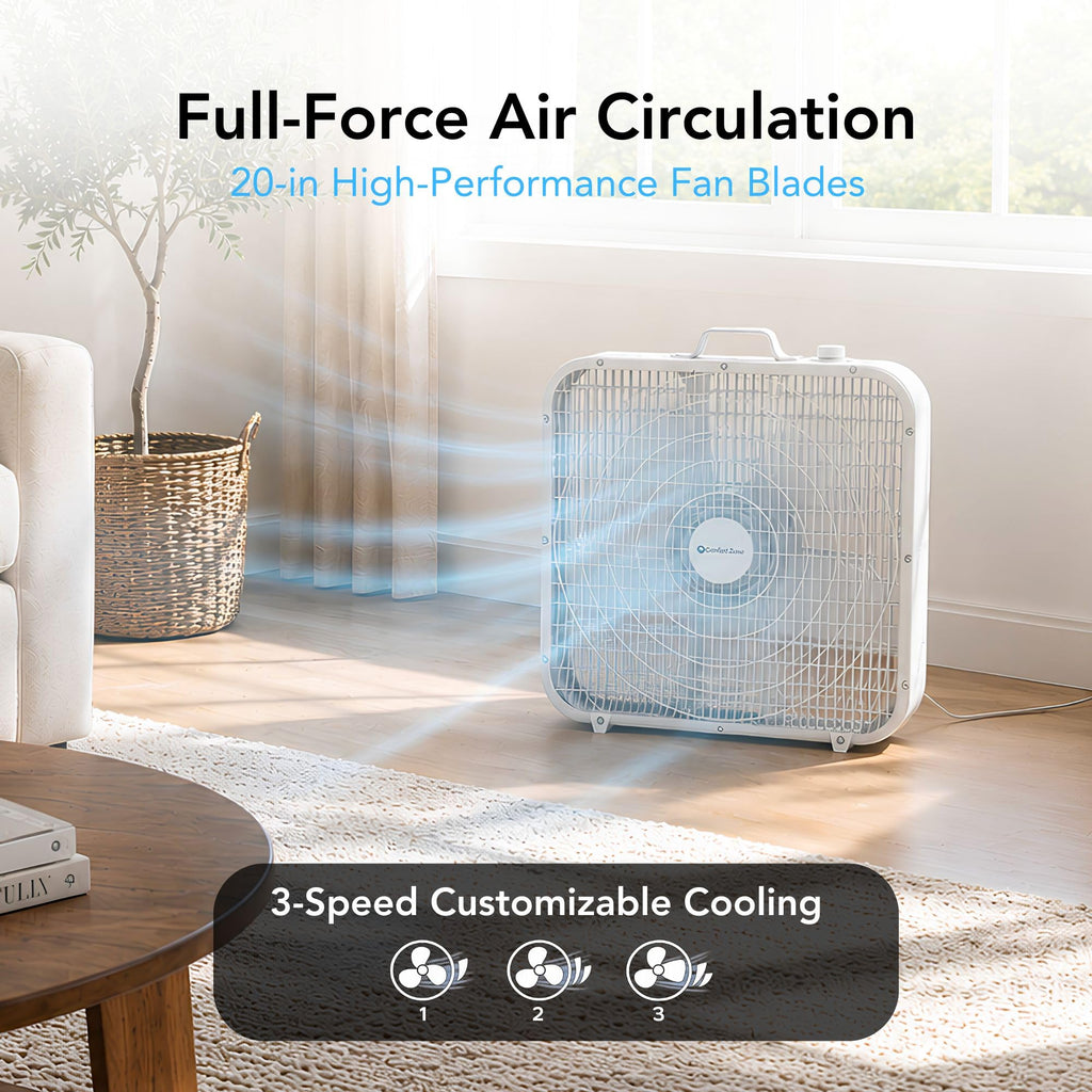 20 inch 3 Speed Box Fan with Carry Handle I111873