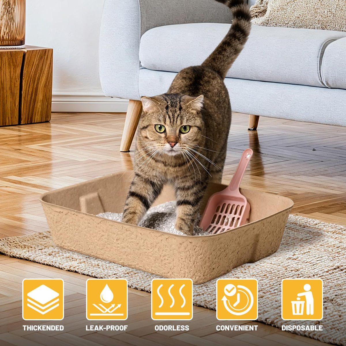 4 Pack Disposable Cardboard Cat Litter Boxes W9290
