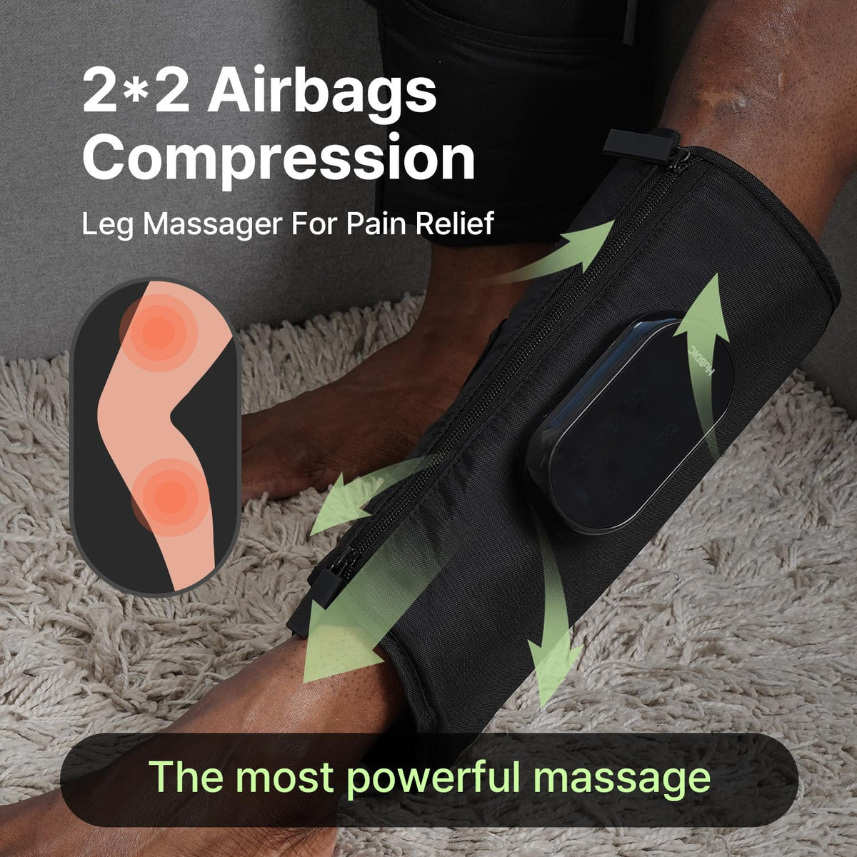Heated Air Compression Cordless Leg Massager with Extension (Pair) U70994