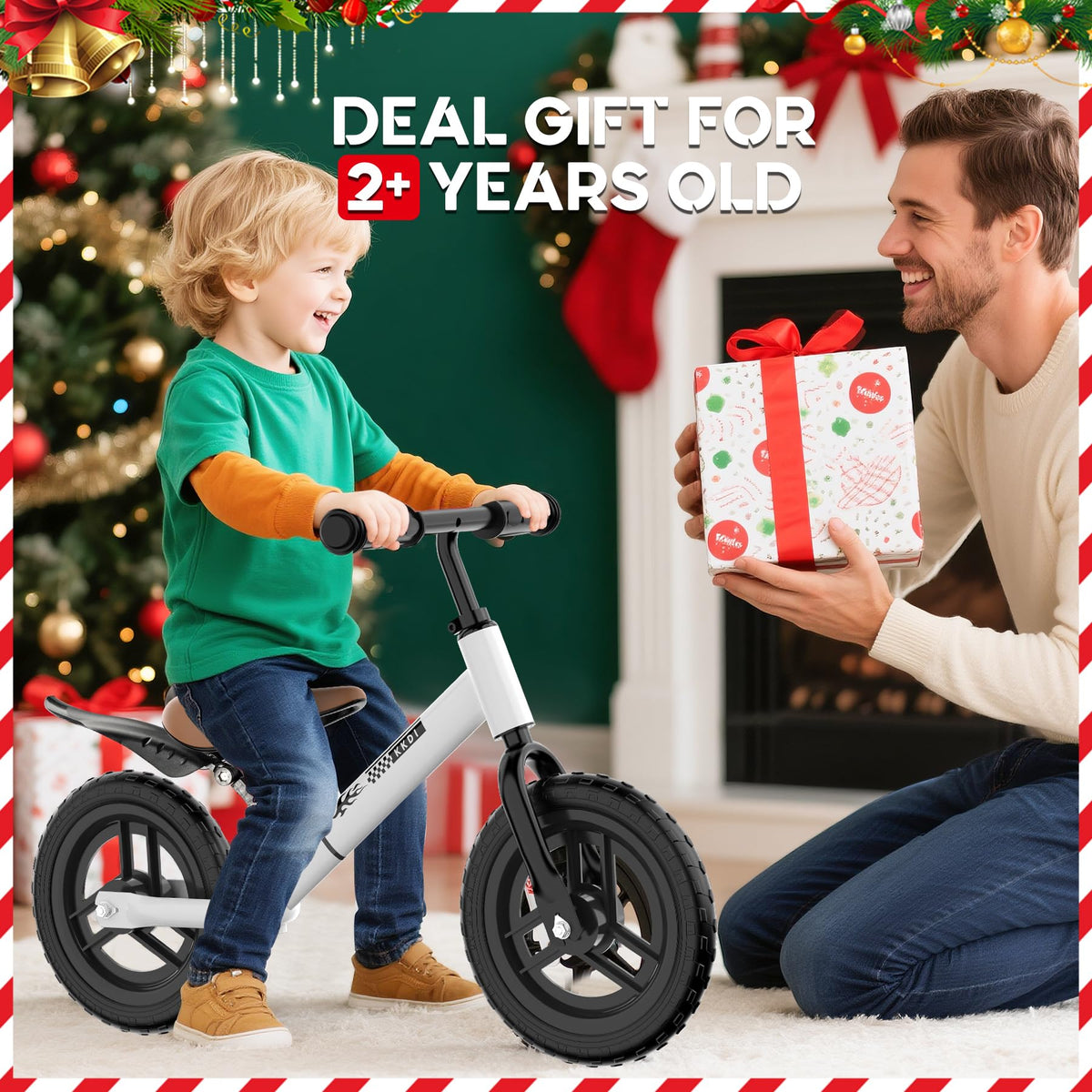 Adjustable Toddler Balance Bike with Fender and LED Tires P7028