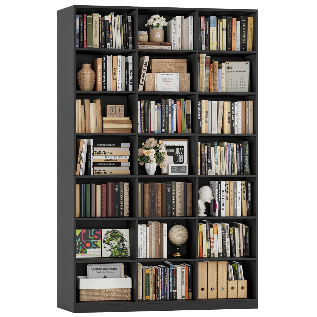 86" Triple Wide Black Bookshelf and Bookcase I713523