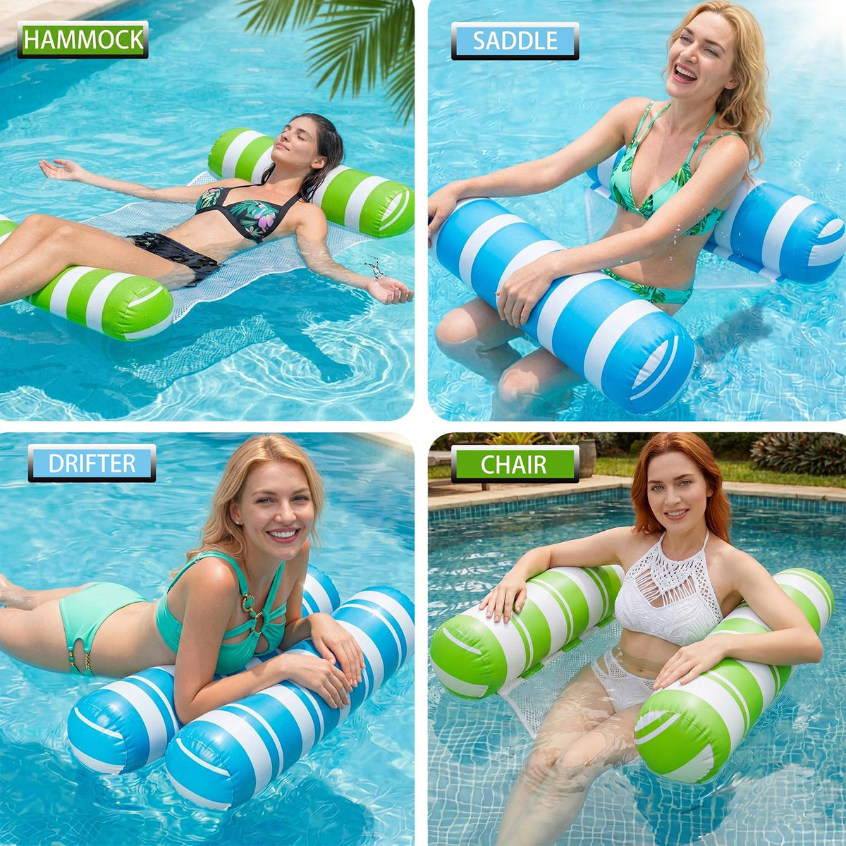 5 Pack Inflatable Pool Floats Adult Size Water Hammock K9389