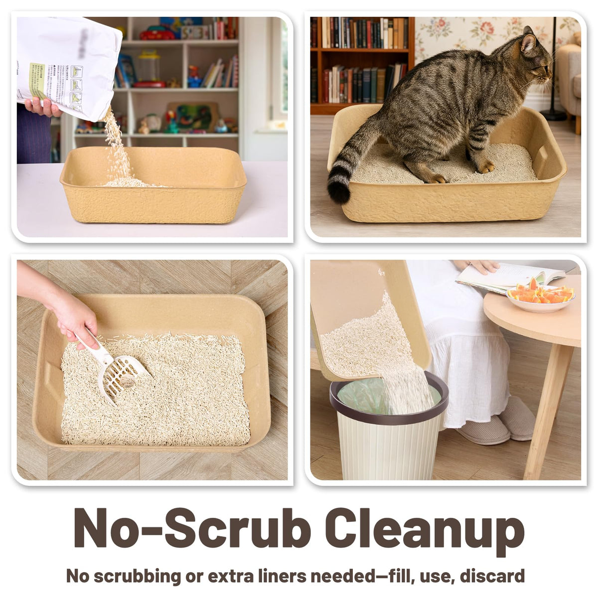 4 Pack Disposable Cardboard Cat Litter Boxes W9290