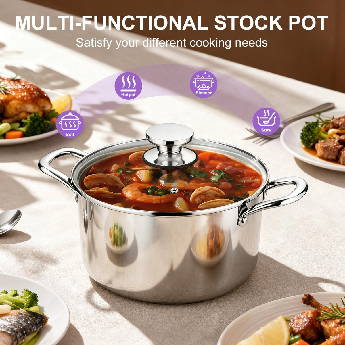 5 Quart Tri-Ply Stainless Steel Stock Pot with Lid Q3723