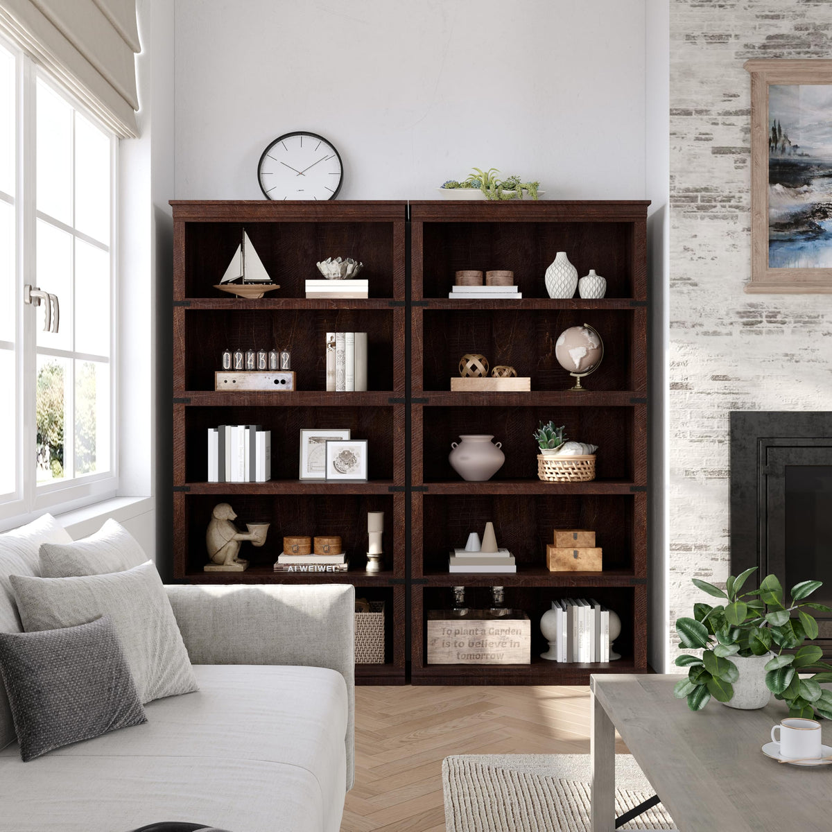 5-Tier Metal Bookcase with Adjustable Shelves R99333