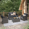4 Piece Dark Gray Wicker Patio Furniture Set H82901
