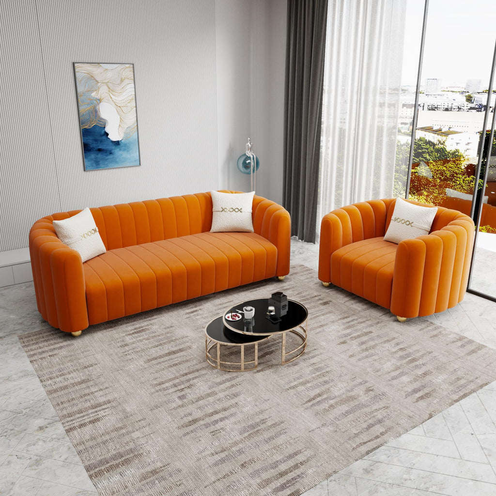 Orange Velvet 2-Piece Sofa C796740