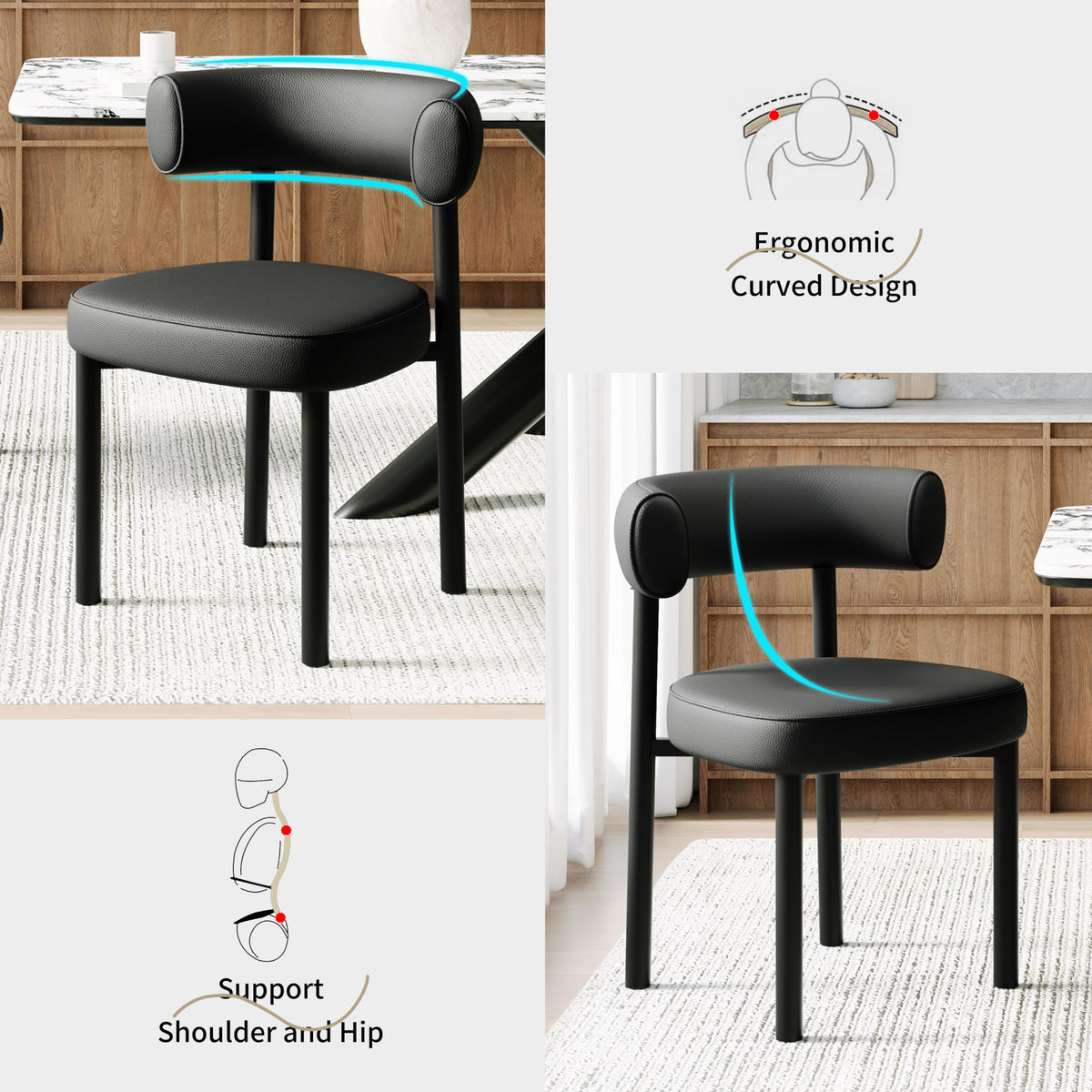 Black Faux Leather Dining Chairs Set of 4 Z721761