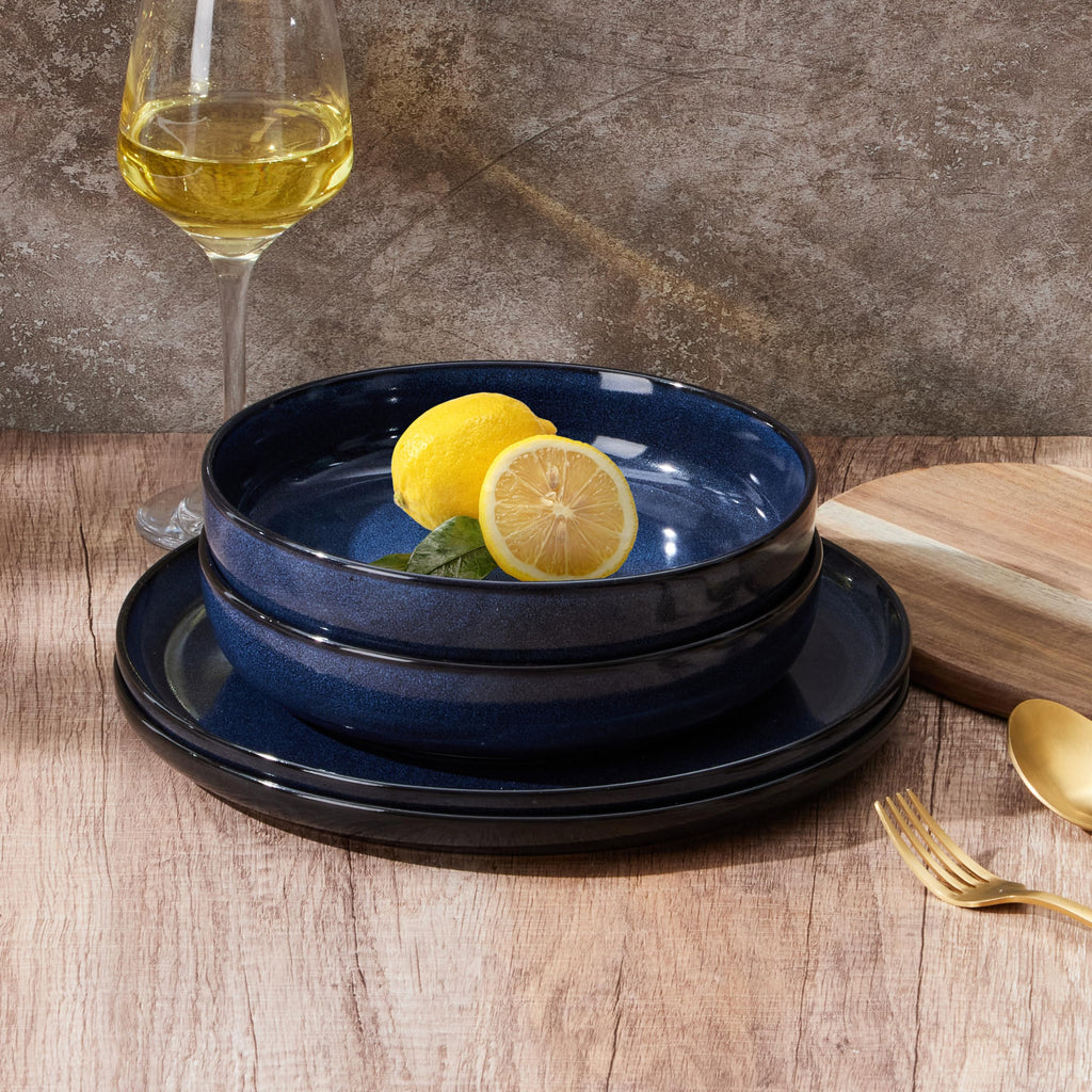 Blue Stoneware Pasta Bowls Set of 4 S278