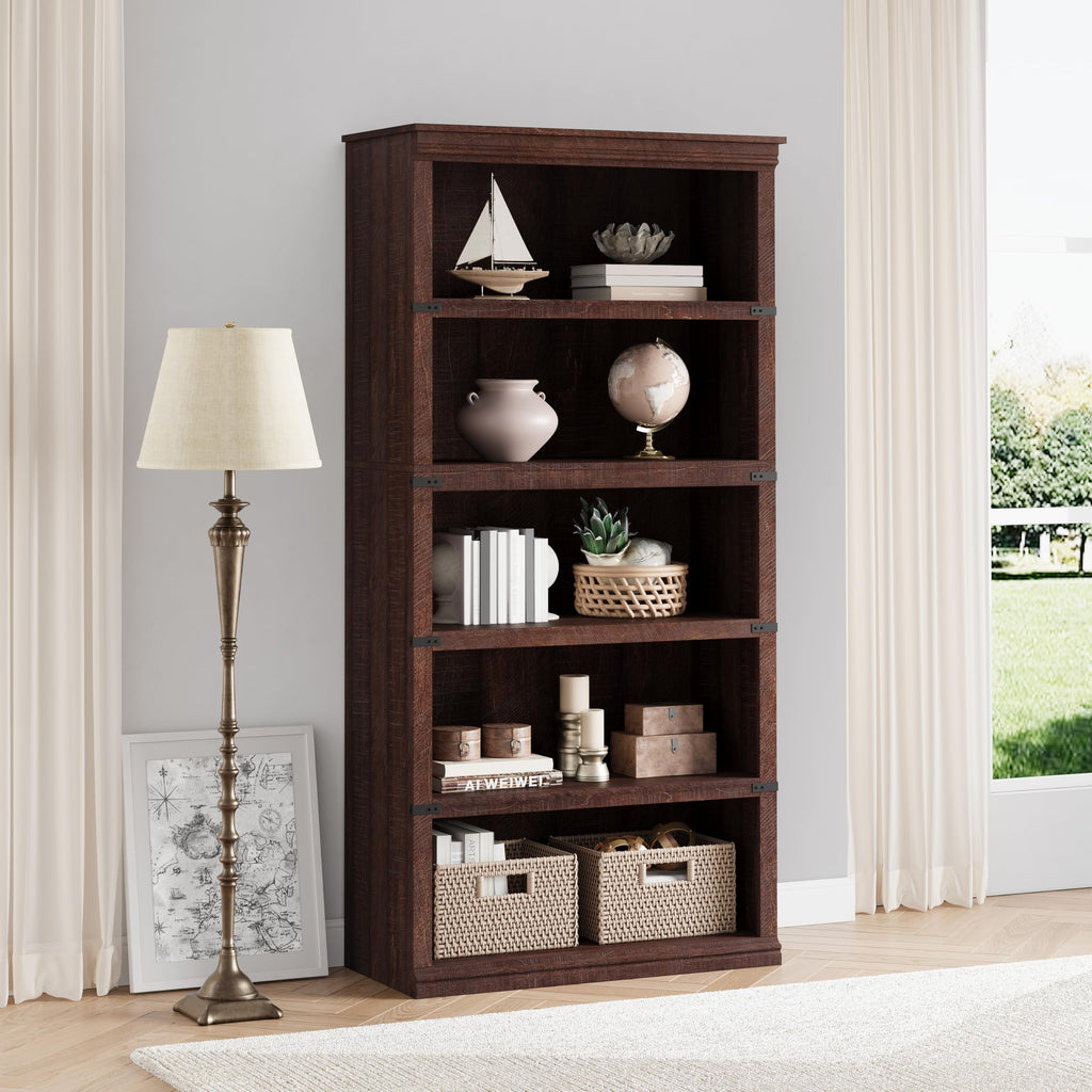 5-Tier Metal Bookcase with Adjustable Shelves R99333