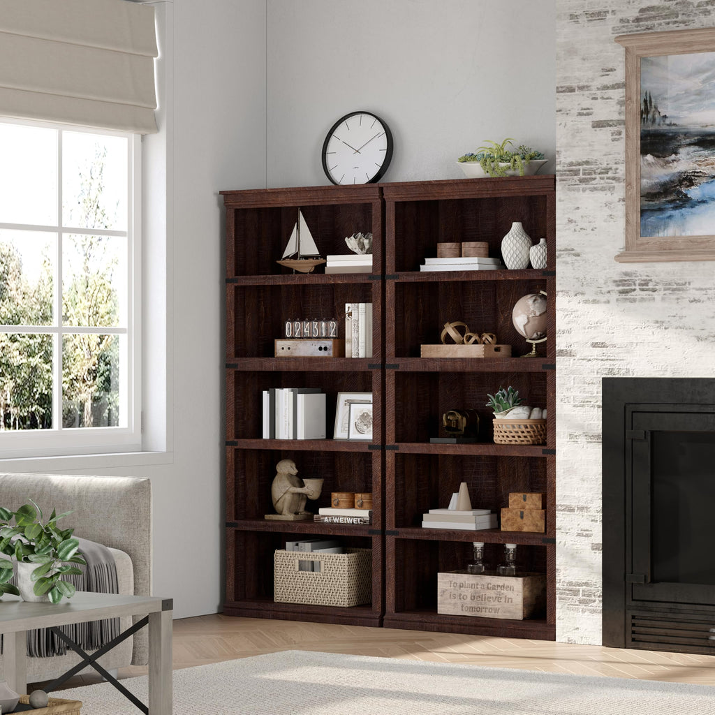 5-Tier Metal Bookcase with Adjustable Shelves R99333