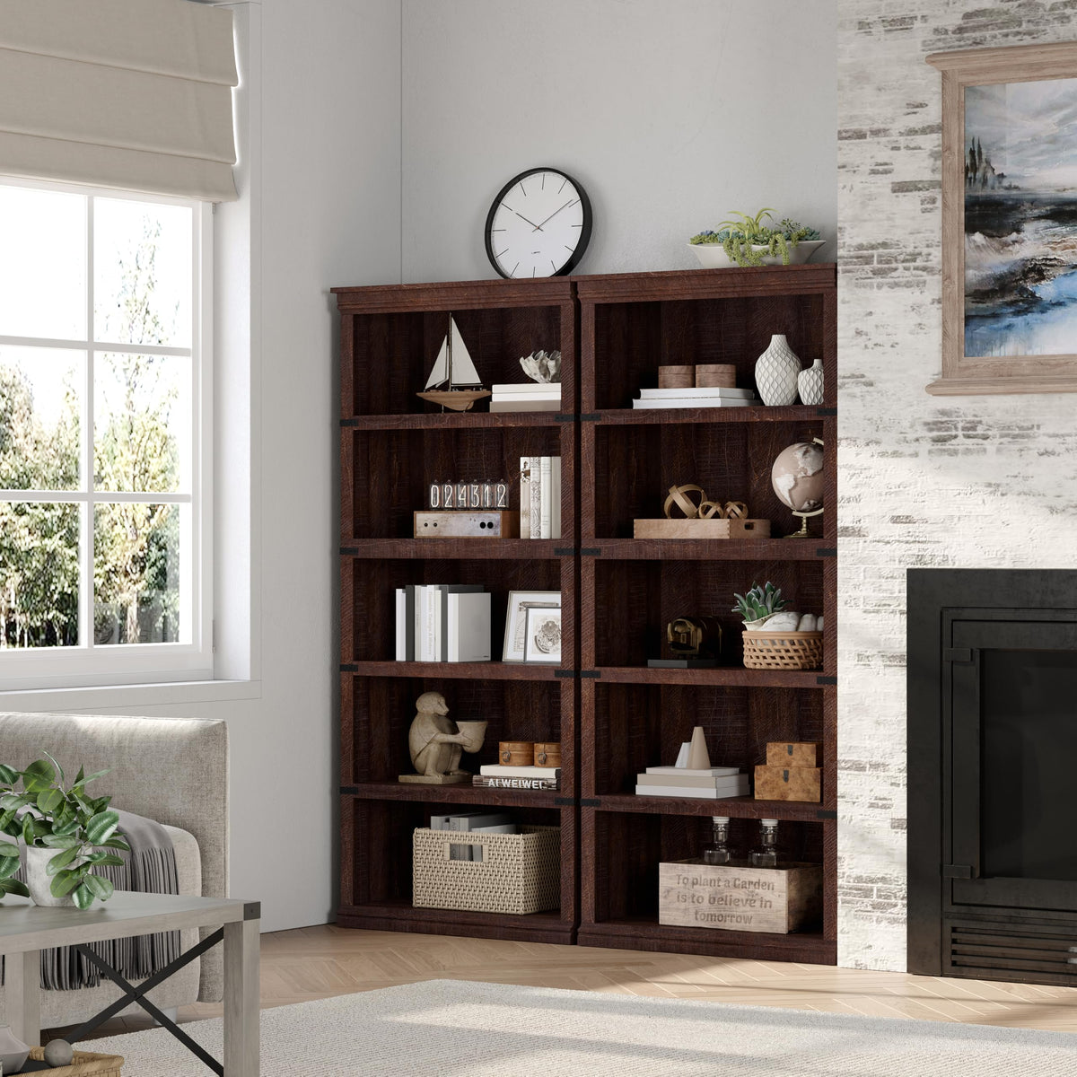 5-Tier Metal Bookcase with Adjustable Shelves R99333
