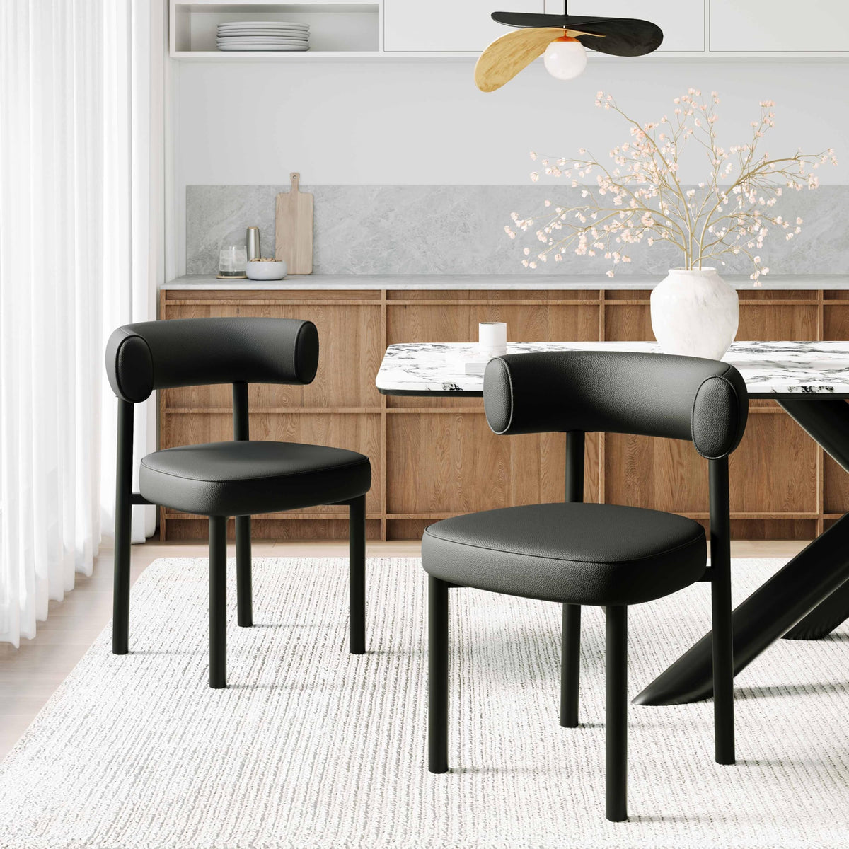 Black Faux Leather Dining Chairs Set of 4 Z721761
