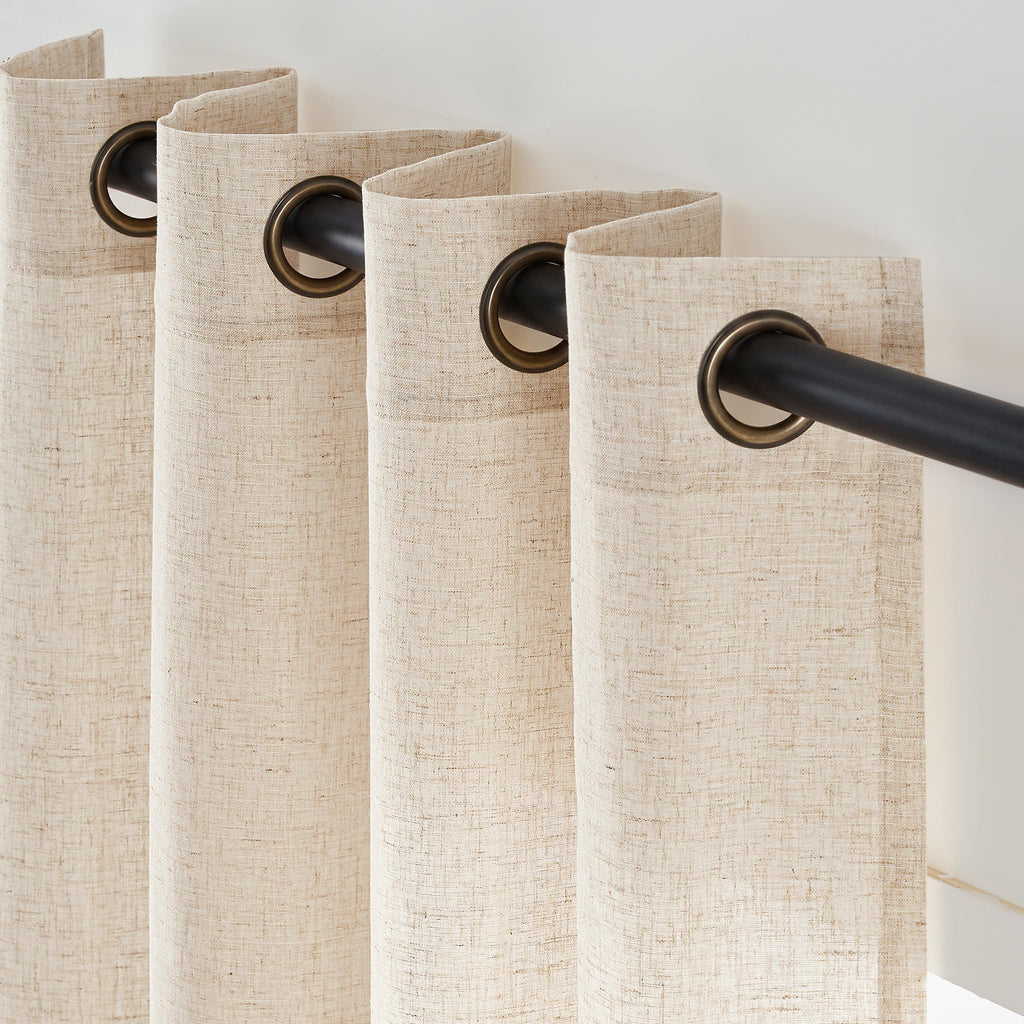 Linen Curtain 84 Inch Light Filtering Grommet 1 Panel Beige E59788