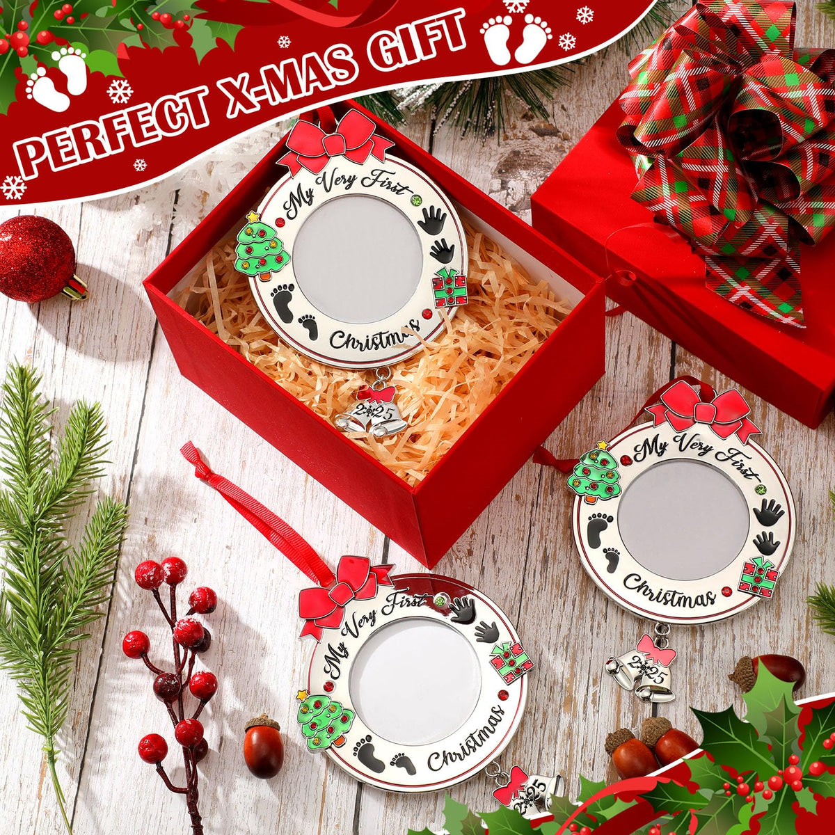 Baby's First Christmas Photo Ornament 2025 Picture Frame O240865