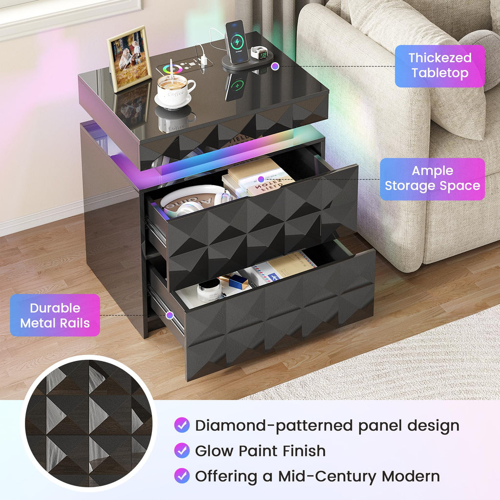 LED Night Stand with Charging Station Q50978