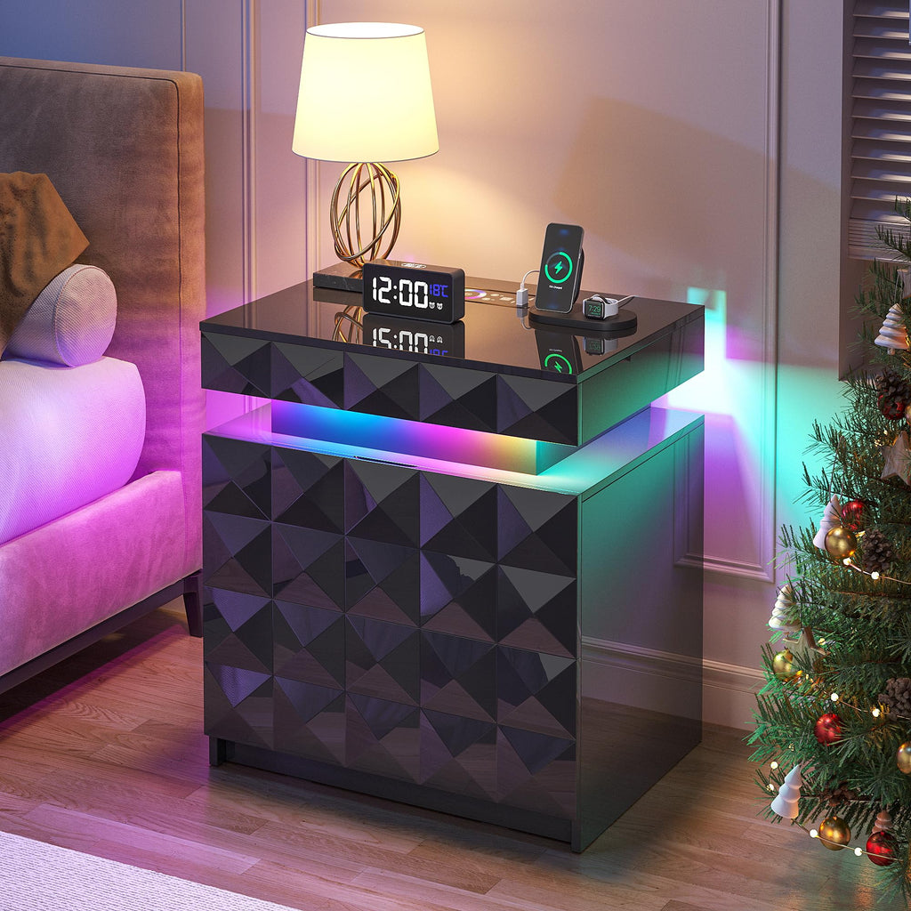 LED Night Stand with Charging Station Q50978