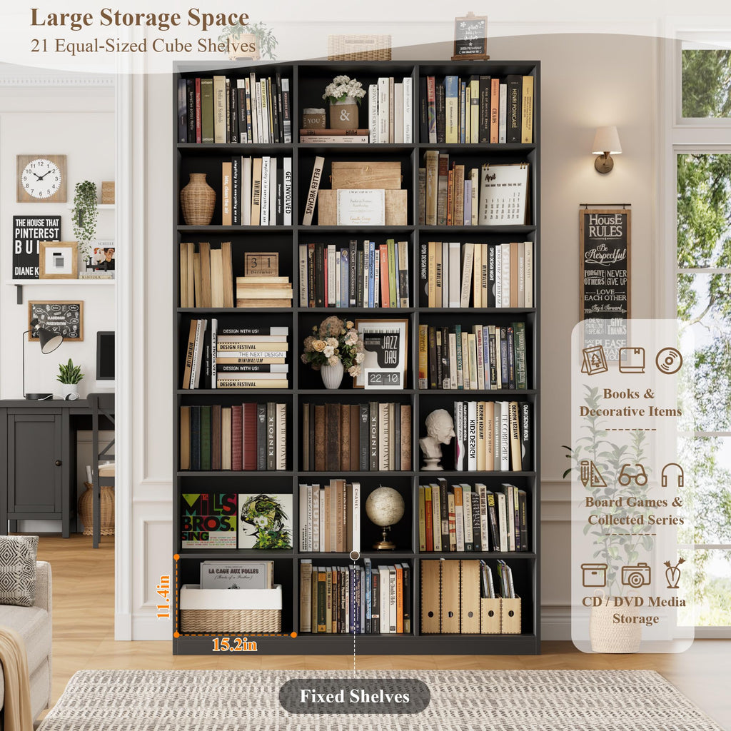 86" Triple Wide Black Bookshelf and Bookcase I713523